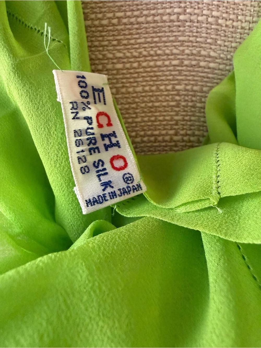 Vintage ECHO 100% Silk  Green Scarf -Sheer Made in Japan 41”X 16”